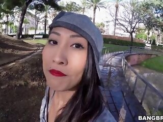 captivating chinese stunner with big tits getting her ass boned outdoors