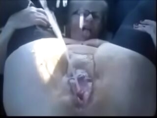 Chubby granny explosive squirt in the van