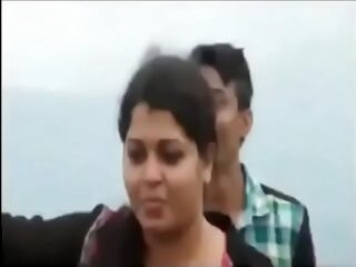Kerala Malayalam 25 yrs old unmarried, sizzling and wonderful women school teacher smoking cigarette and rubbed by her man students at Ponmudi hill viral fuck-fest video - 2016, April 12th.